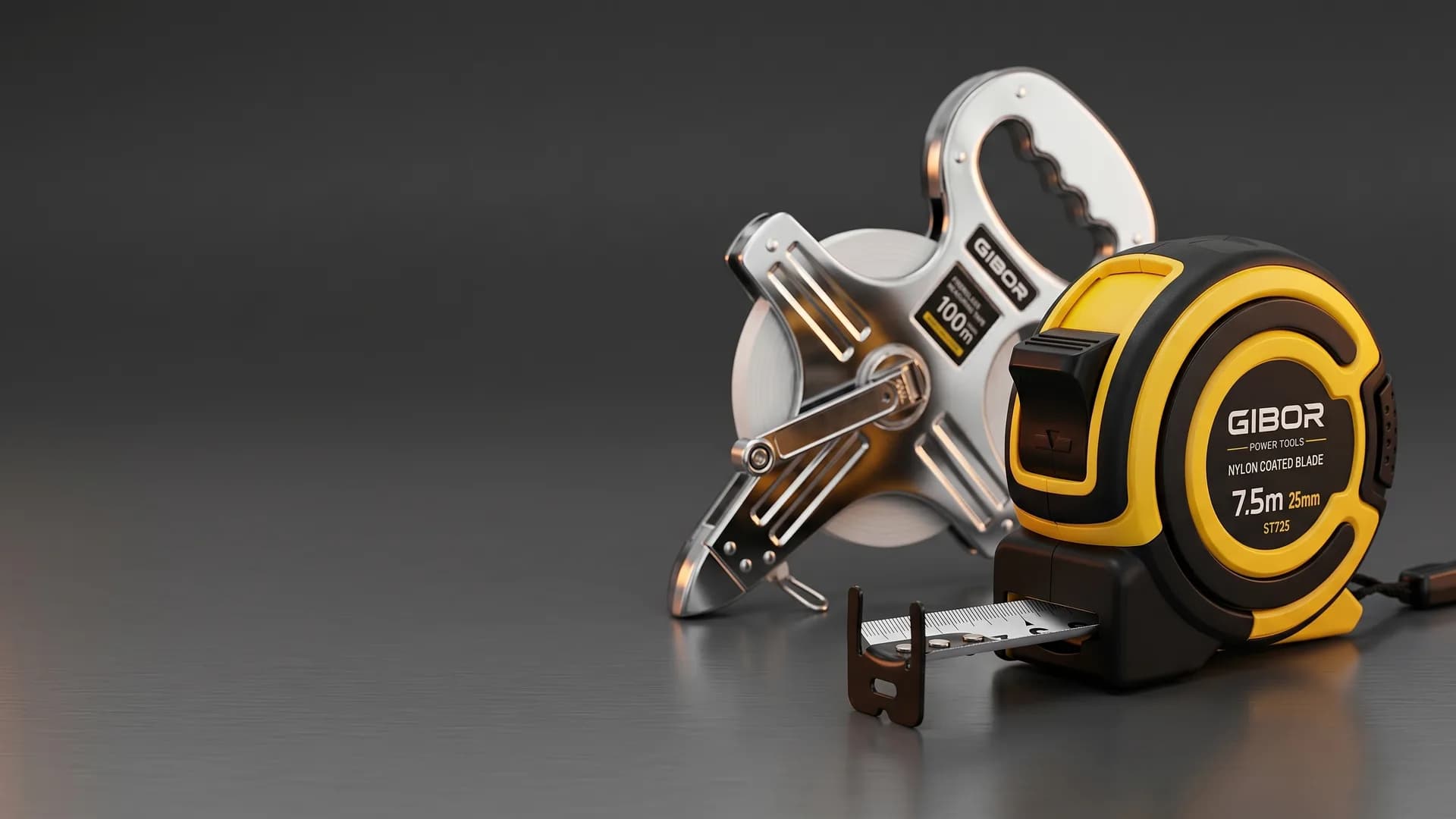GIBOR premium tape measure and open reel tape measure