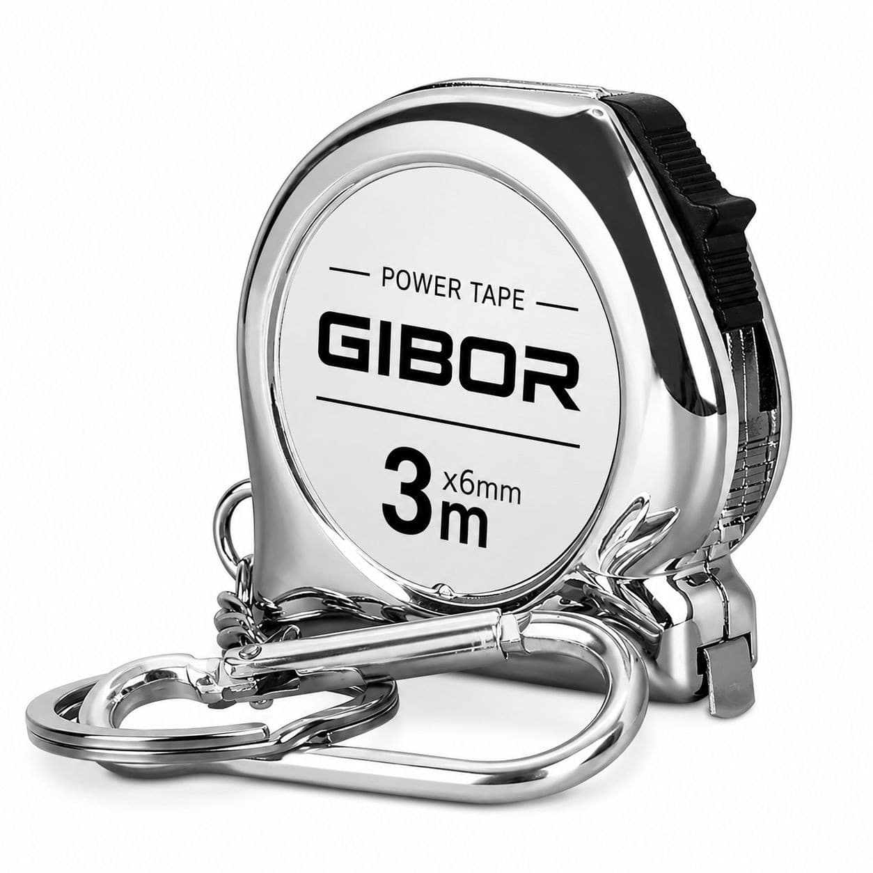 GIBOR GIB-TM-MIN-KC-001 3m stainless pocket keychain tape measure