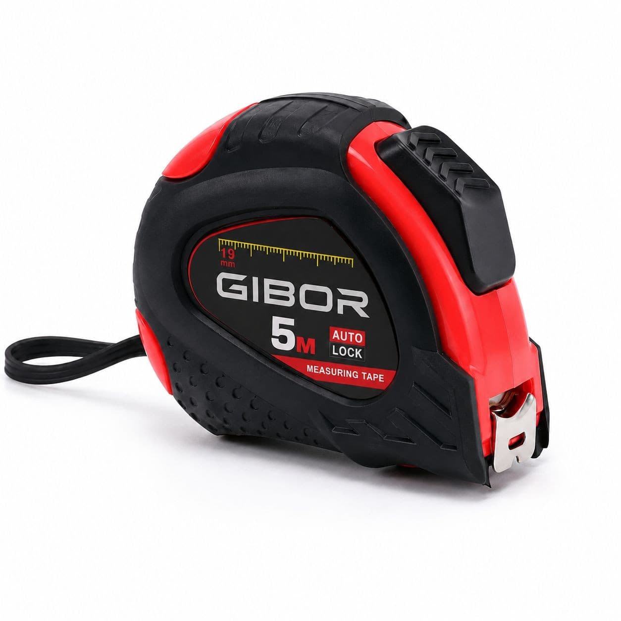 GIBOR GIB-TM-PRO-AL-001 Black-red rubber auto-lock tape measure