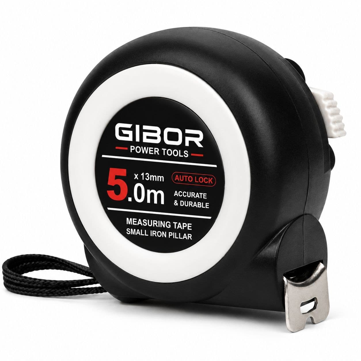 GIBOR GIB-TM-PRO-AL-004 black round-case 5m auto-lock tape measure