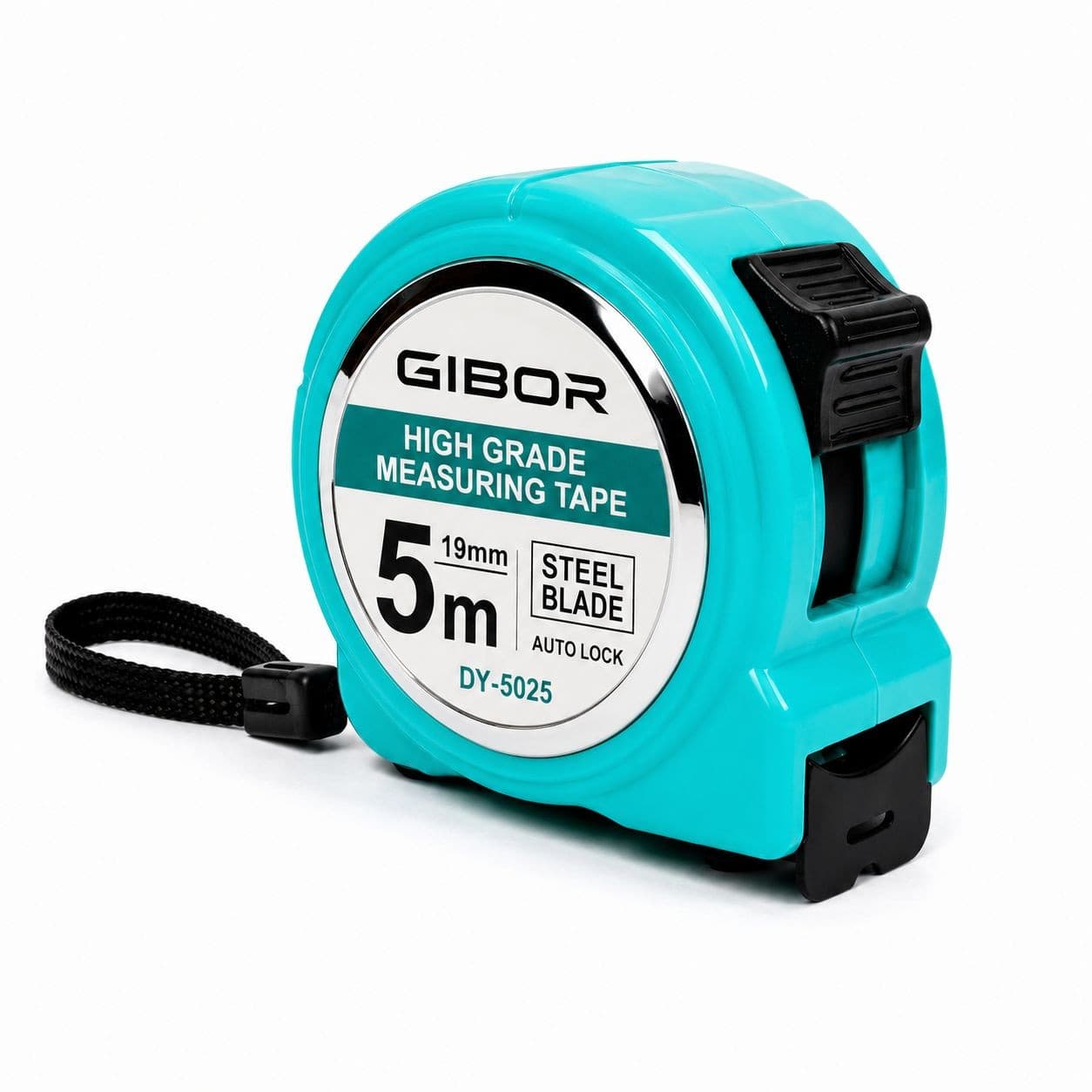 GIBOR GIB-TM-PVC-SL-003 Cyan square-case single-lock tape measure