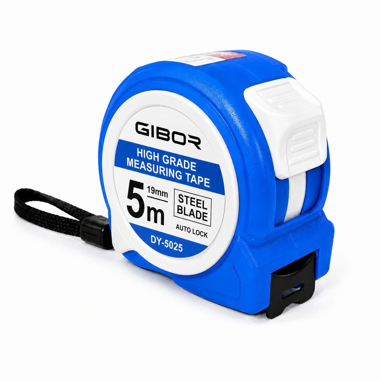 Blue-White Square-Case Single-Lock Tape Measure
