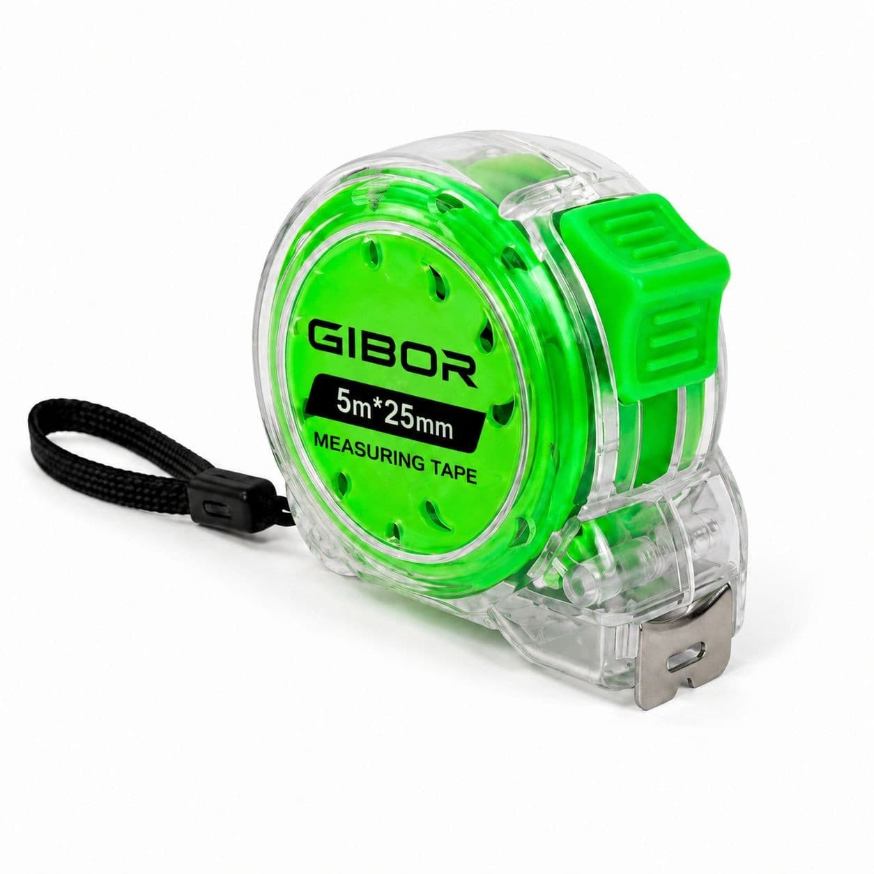 GIBOR GIB-TM-PVC-SL-006 transparent green single-lock tape measure