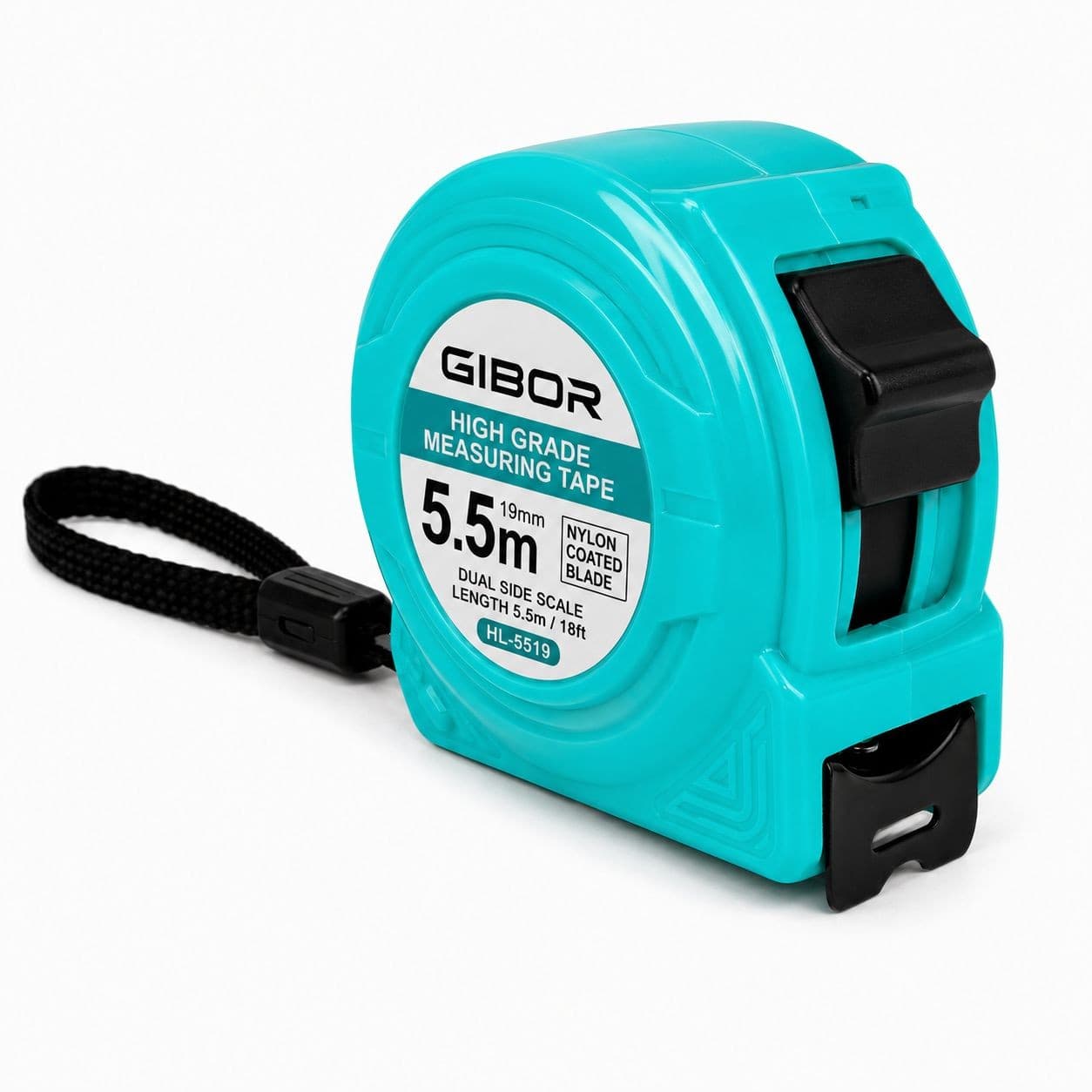 GIBOR GIB-TM-PVC-SL-009 cyan 5.5m single-lock tape measure