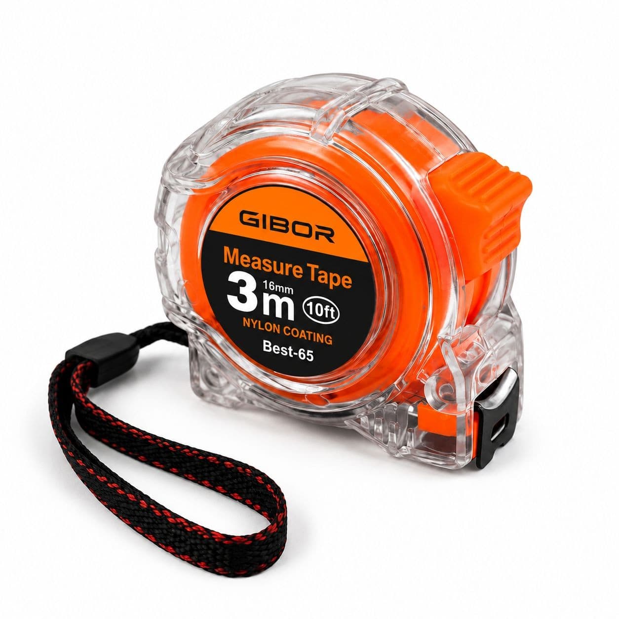 GIBOR GIB-TM-PVC-SL-012 transparent orange 3m single-lock tape measure
