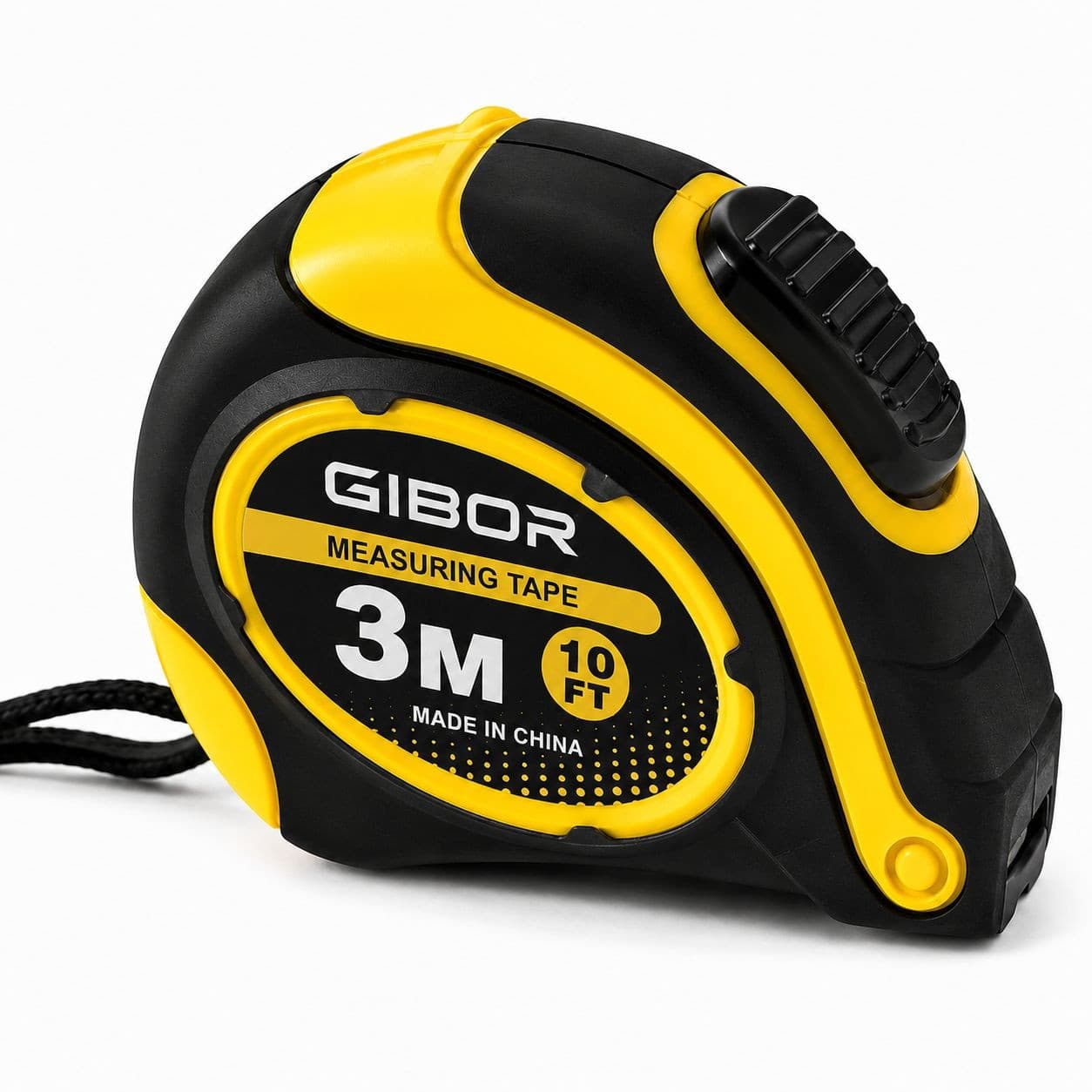 GIBOR GIB-TM-RUB-SL-006 black-yellow 3m rubber coated single-lock tape measure