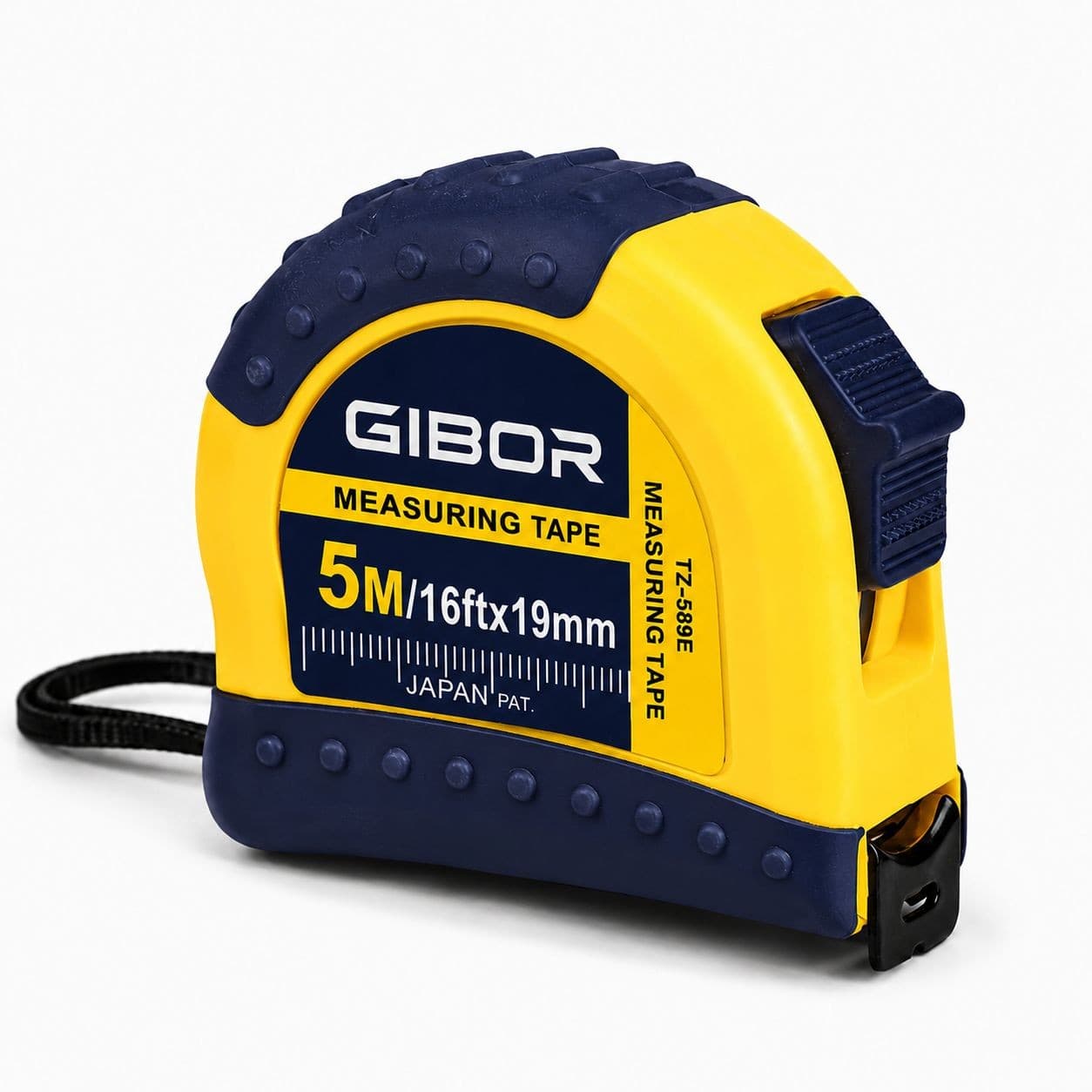 GIBOR GIB-TM-RUB-SL-007 blue-yellow 5m rubber coated single-lock tape measure