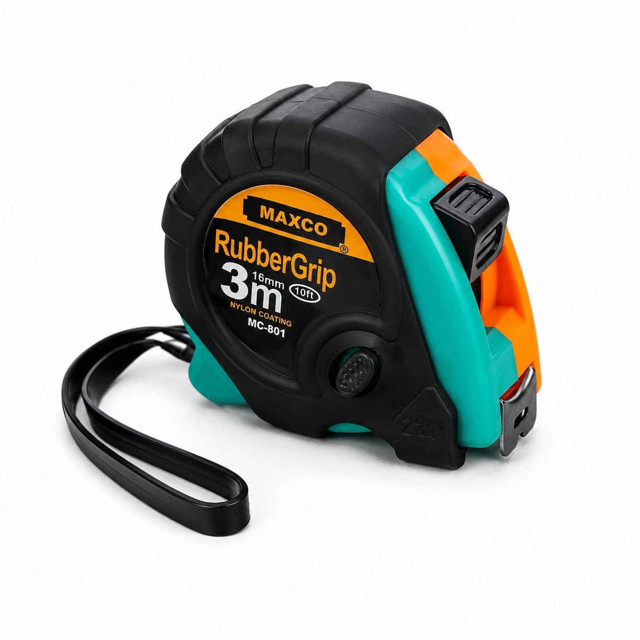 GIBOR GIB-TM-RUB-SL-008 black-cyan 3m rubber coated single-lock tape measure