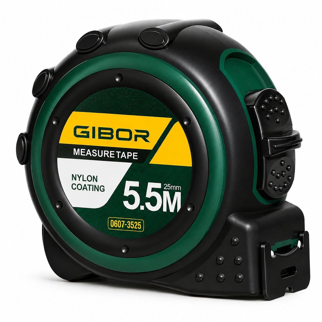 GIBOR GIB-TM-RUB-SL-013 round green-black 5.5m rubber coated tape measure