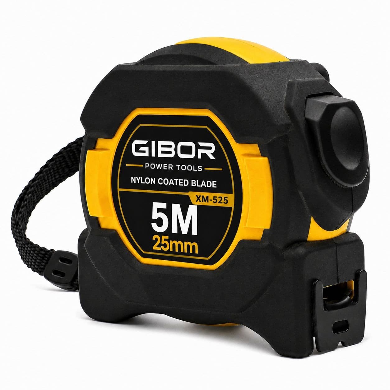 GIBOR GIB-TM-RUB-SL-014 compact black-yellow 5m rubber coated tape measure