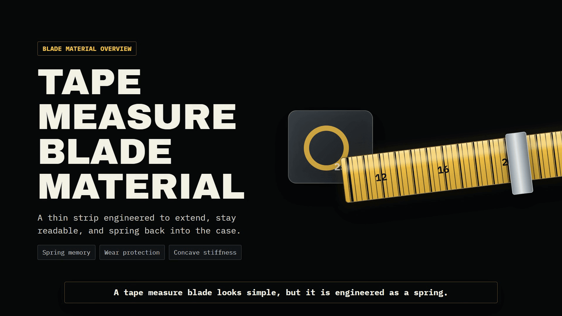 Tape measure blade material visual